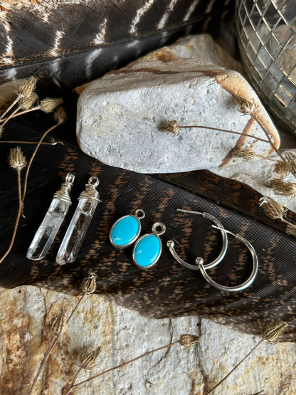 Trio Charm Hoops (Chilean Turquoise)