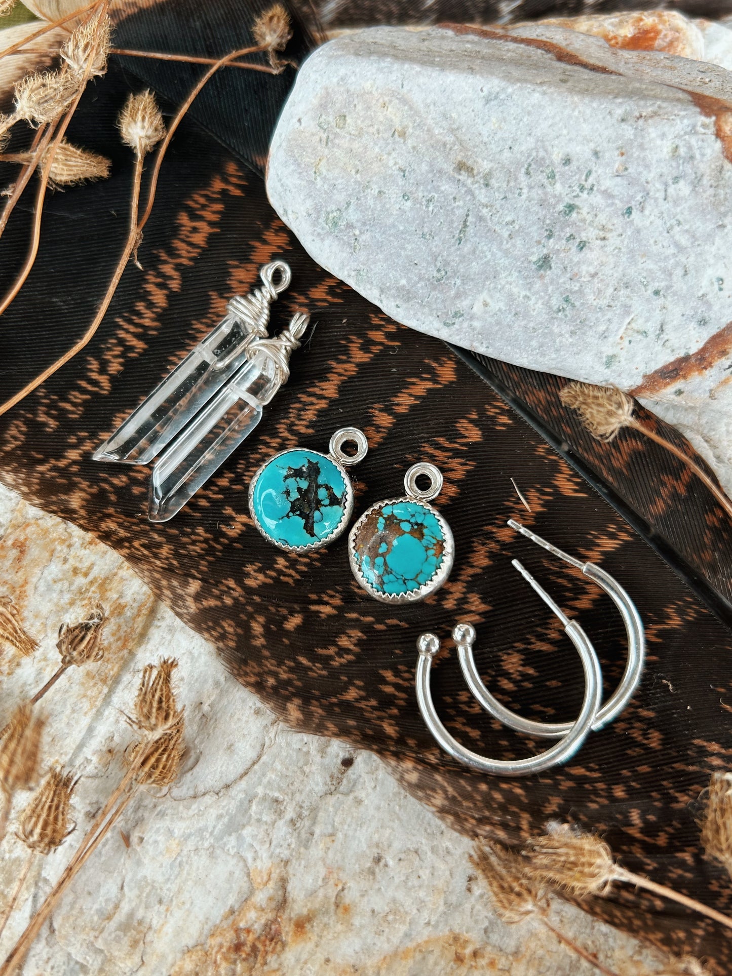 Trio Charm Hoops (Egyptian Turquoise)